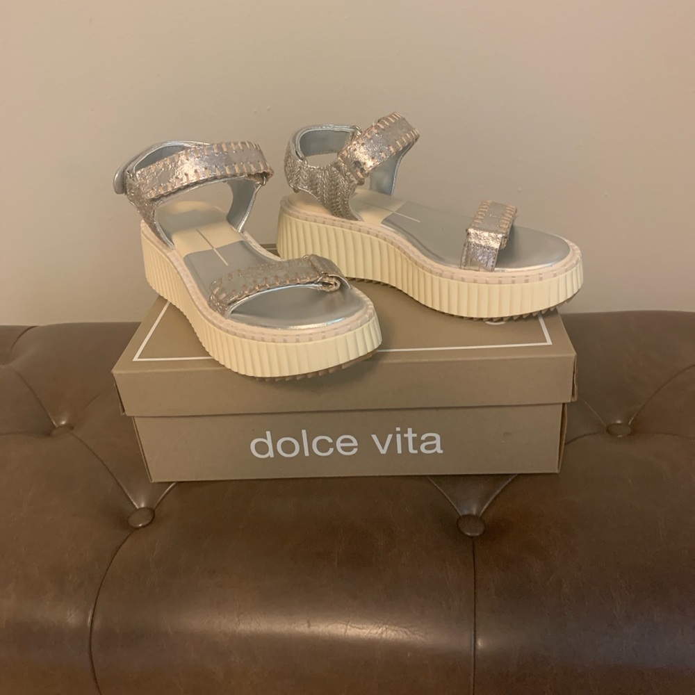 Dolce Vita DEBRA Metallic Silver Platform Sandals